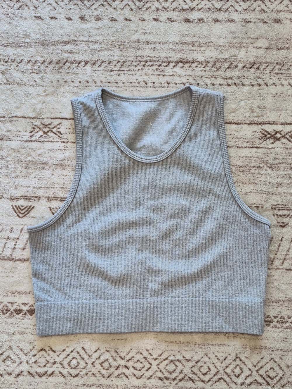 Source Unknown Ribbed Crop Tank — Light Gray